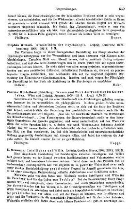 639, Stephan Witasek. Grundlinien der Psychologie. 1908
