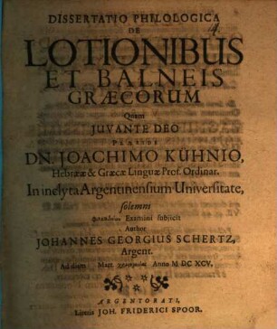 Diss. philol. de lotionibus et balneis Graecorum
