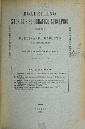 Bollettino storico-bibliografico subalpino, 2. 1897/98