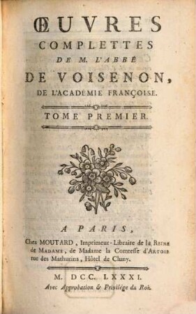 Oeuvres Complettes De M. L'Abbé De Voisenon, De L'Académie Francoise. 1