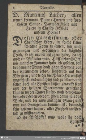 [Vorrede] D. Martinus Luther, allen treuen frommen Pfarr-Herren und Predigern Gnade, Barmherzigkeit und Friede in Christo Jesu unserm Herrn!