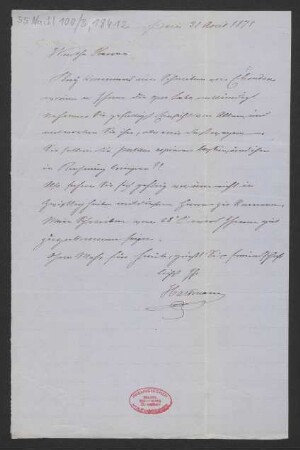 Brief an B. Schott's Söhne : 31.08.1875