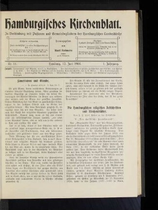 Nr. 11. Hamburg, 12. Juni 1904. 1. Jahrgang.