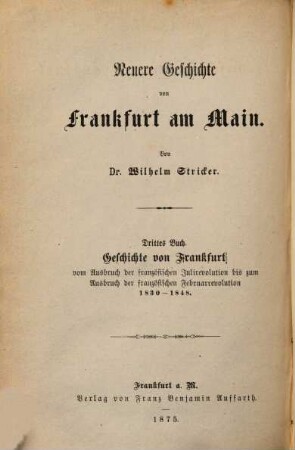 Neuere Geschichte von Frankfurt am Main, 3. Geschichte von Frankfurt vom Ausbruch der französischen Julirevolution bis zum Ausbruch der französischen Februarrevolution 1830 - 1848