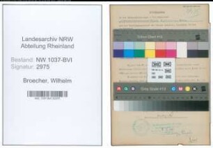 Entnazifizierung Wilhelm Broecher , geb. 03.12.1900 (Baumeister)