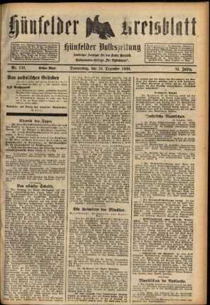 Erste Ausgabe vom Donnerstag, den 16. Dezember 1926.
