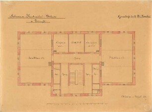 Klumpp, Karl F. A.; Geisenfeld; Schrannen- und Knabenschul-Gebäude - Grundriss 2. OG