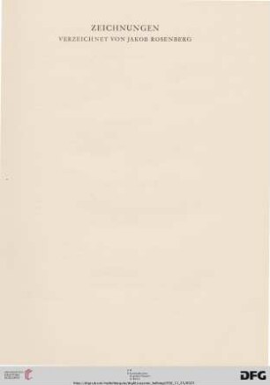 Zeichnungen, verzeichnet von Jakob Rosenberg (Nr. 25-120)