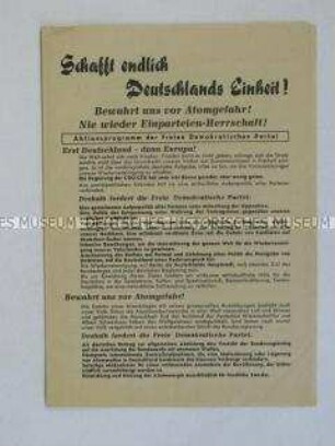 Propagandaschrift der FDP Schleswig-Holstein mit dem Aktionsprogramm zur Landtagswahl 1958