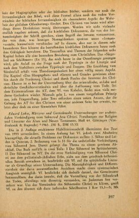 397-398 [Rezension] Lohse, Eduard, Märtyrer und Gottesknecht