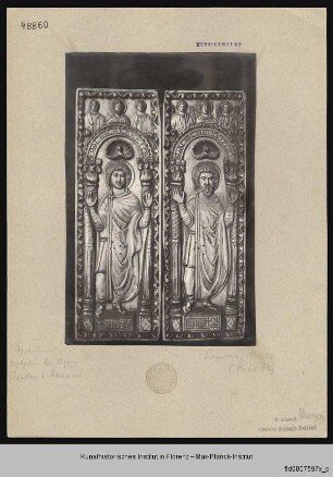 Zwei Diptychontafeln mit den Heiligen Achatius von Byzanz und Theodor Stratelates in Orantenhaltung