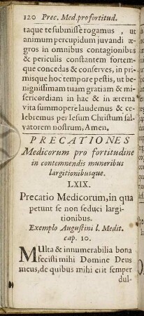 Precationes Medicorum pro fortidudine in contemnendis muneribus largitionibusque.