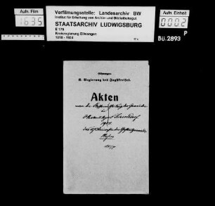 Schuldenwesen der Gesamt- und der Teilgemeinde Hofen sowie der Teilgemeinde Oberalfingen