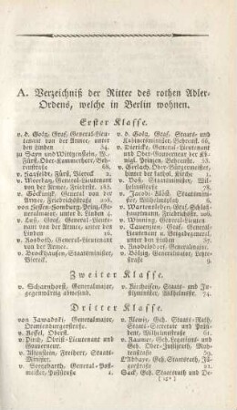 A. Verzeichniß der Ritter des rothen Adler-Ordens, ...