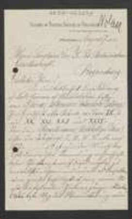 Brief von Eduard J... Nolan von Academy of Natural Sciences of Philadelphia an Unbekannt