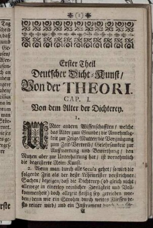 Erster Theil Deutscher Dicht-Kunst Von der Theori.