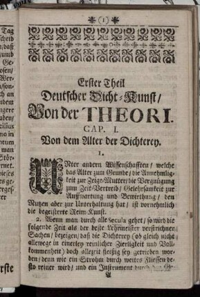Erster Theil Deutscher Dicht-Kunst Von der Theori.