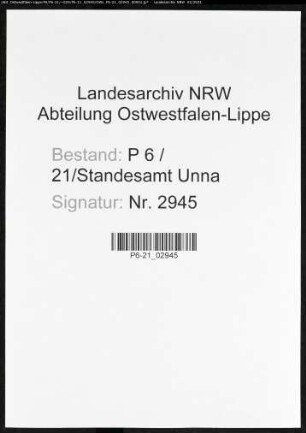 Sterberegister Standesamt Unna