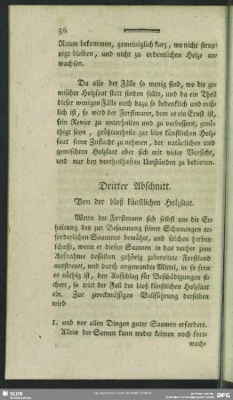 Dritter Abschnitt. Von der bloß künstlichen Holzsaat