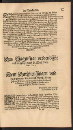 Das Magnificat verdeudscht und ausgelegt durch D. Mart. Luth. Anno 1521.