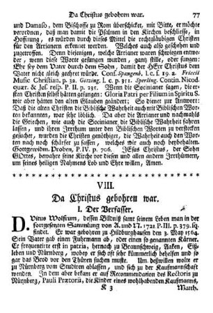 VIII. Da Christus gebohren war.