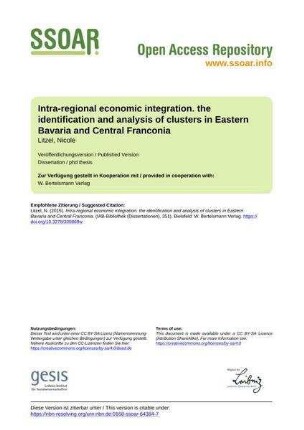 Intra-regional economic integration. the identification and analysis of clusters in Eastern Bavaria and Central Franconia