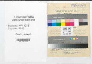 Entnazifizierung Joseph Puetz , geb. 17.09.1898 (Angestellter)