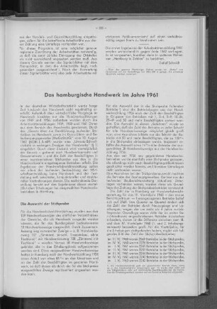 Das hamburgische Handwerk im Jahre 1961