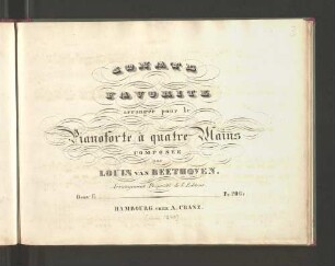 Sonate favorite : arr. pour le pianoforte à 4 mains : oeuv. 17