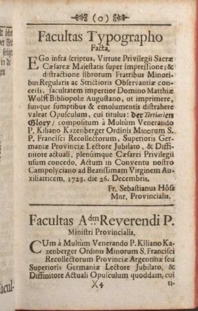 [Druckerlaubnis, Approbatio Theologorum, Censura Ordinarii]