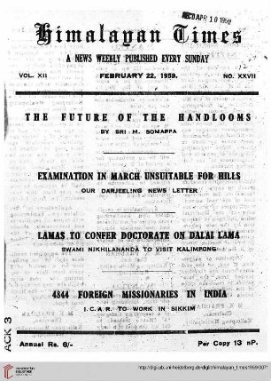 No. XXVII (22 February 1959)