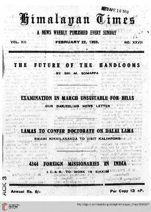 No. XXVII (22 February 1959)