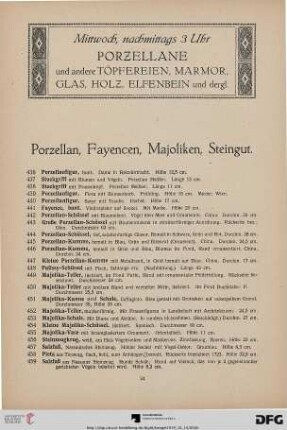 Porzellan, Fayencen, Majoliken, Steingut (Nr. 436-484)