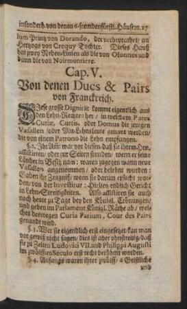 Cap. V. Von denen Ducs & Pairs von Franckreich