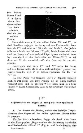 § 57. Eigenschaften des Kegels im Bezug auf seine cyklischen Ebenen.