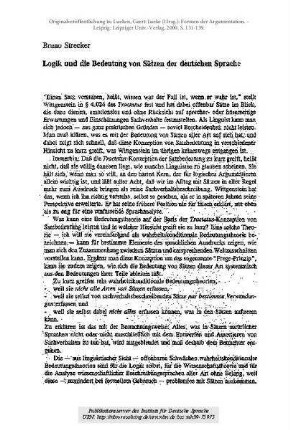 Logik und die Bedeutung von Sätzen der deutschen Sprache