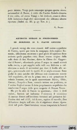 5: Aquidotto romano di Porto-Torres ed iscrizione di T. Flavio Giustino