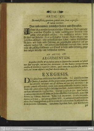 Artic. CV. De maleficiis, quorum poena non sunt expressae & rarius eveniunt. Von unbenanten peinlichen Fällen und Straffen