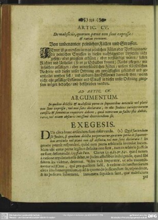 Artic. CV. De maleficiis, quorum poena non sunt expressae & rarius eveniunt. Von unbenanten peinlichen Fällen und Straffen
