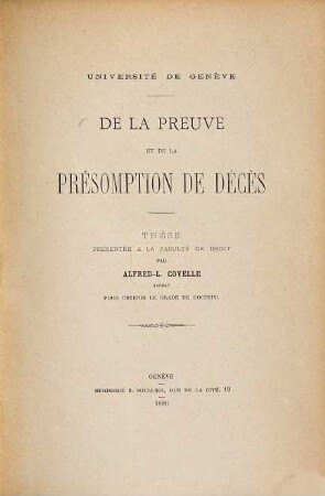 De la preuve et de la présomption de décès
