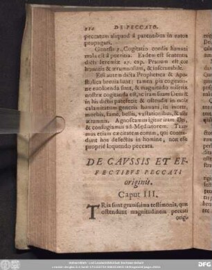 De Caussis Et Effectibus Peccati originis. Caput III.