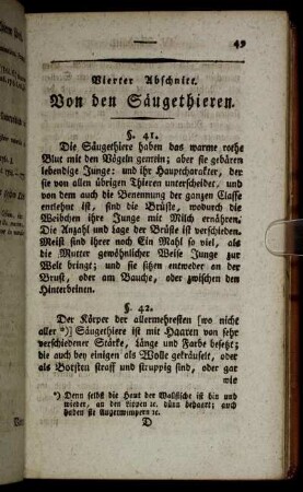 Vierter Abschnitt. Von den Säugethieren