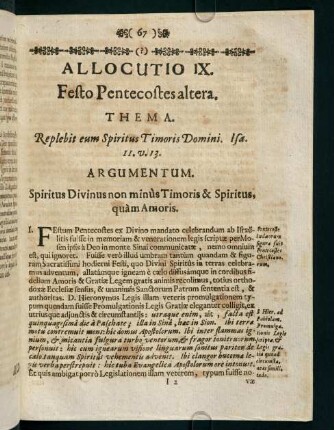 67-73, Allocutio IX.