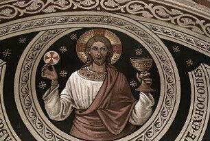 Ostwand: Christus mit Kelch und Hostie