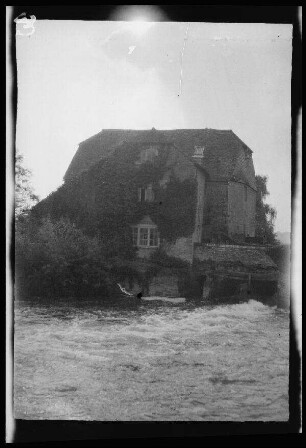 "Ausflug in Surrey (Grafschaft in Südengland)": Mühlengebäude mit viel Efeu an einem lebhaftem Gewässer
