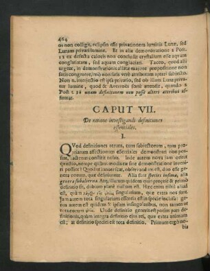 Caput VII. De ratione investigandi defintiones essentiales.