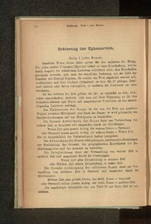 Erklärung der Ephemeriden.
