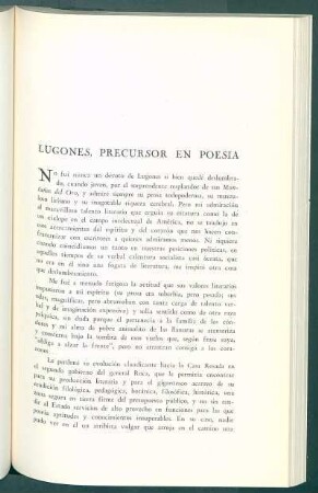 Lugones, precursor en poesía