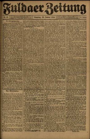 Ausgabe vom Dienstag, den 20. Januar 1920.