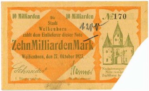 Geldschein / Notgeld, 10 Milliarden Mark, 27.10.1923